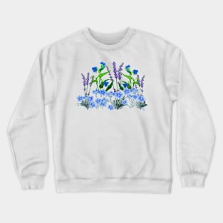 Blue Flowers with Lavender for Gardeners Crewneck Sweatshirt